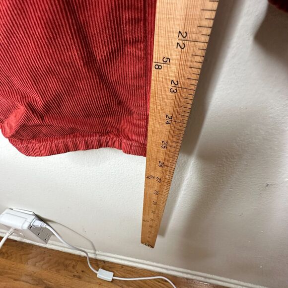 AMO The Chloe Rust Red Corduroy Straight Leg Crop Pant Trousers Washed Red 26 - Picture 13 of 14